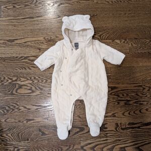 GAP Cozy Cream Hooded Baby One Piece